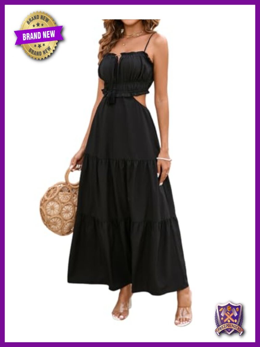 Women's Floral Maxi Dress Spaghetti Strap Backless Cutout A-Line Boho Summer